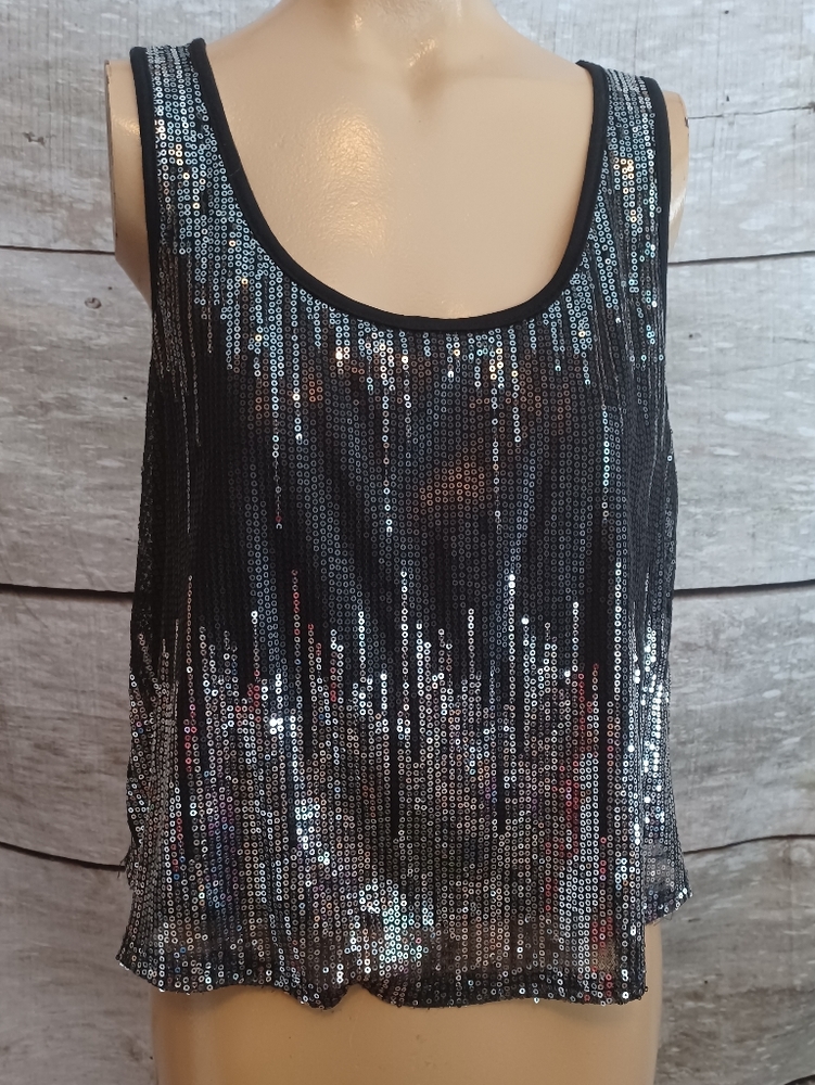 PRICE DROP!! Black and silver sequin top
